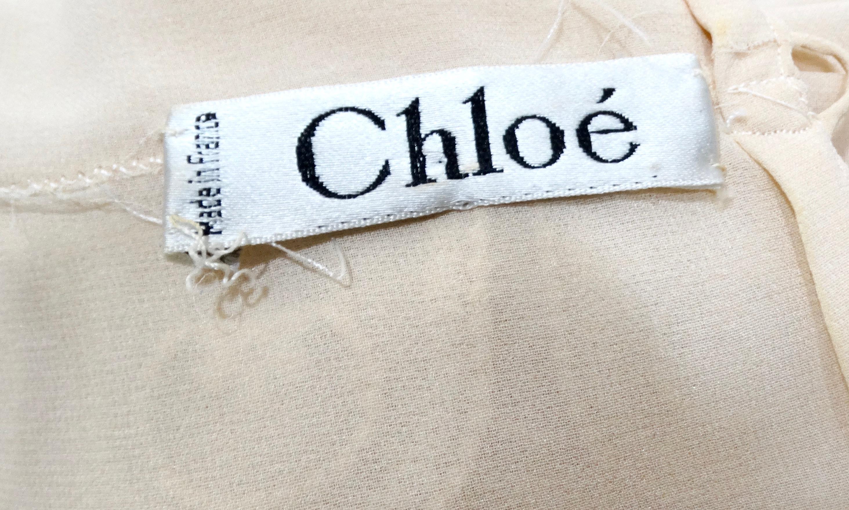 Chloe by Karl Lagerfeld Circa 1970s Cream Blush Tiered Lace & Pleated Dress For Sale 9