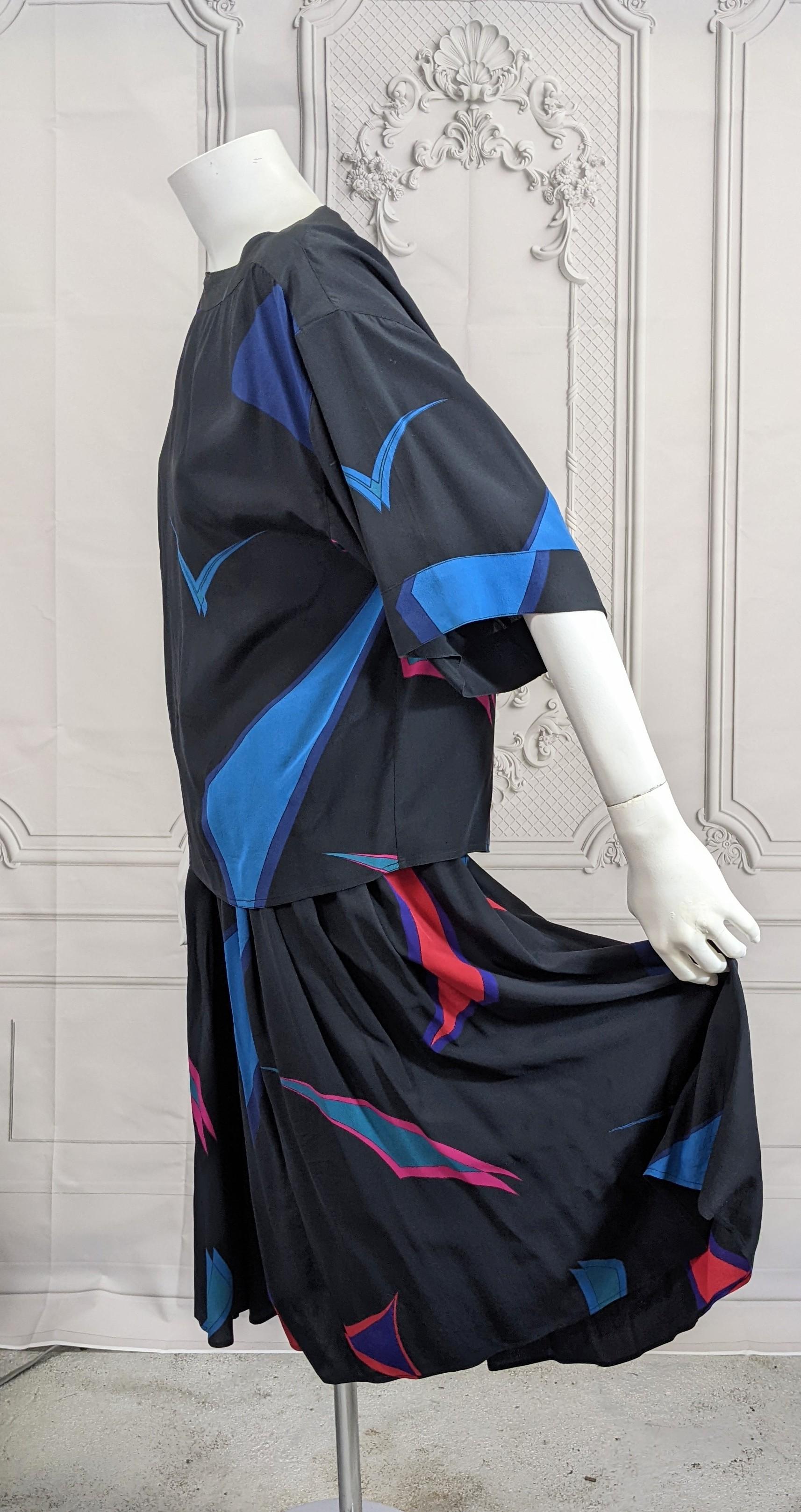 Chloe by Lagerfeld Printed Silk Crepe Culotte Set In Excellent Condition For Sale In New York, NY