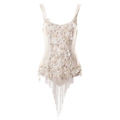 Chloé by Martine Sitbon floral embellished ivory silk bodysuit, ss 1991