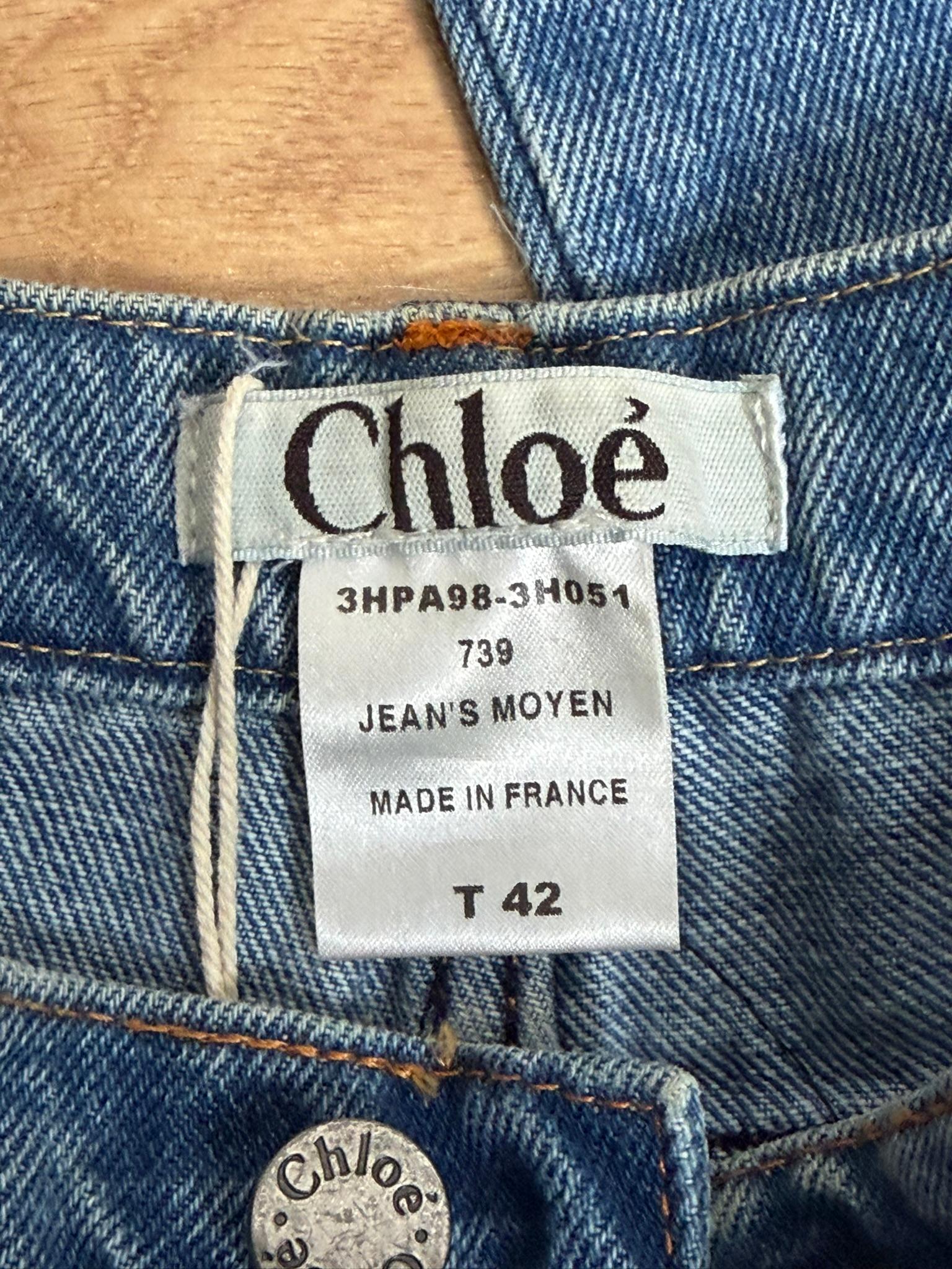 Jean en denim appliqué de tigres et de fleurs Chloé by Phoebe Philo F/W 2003 en vente 6