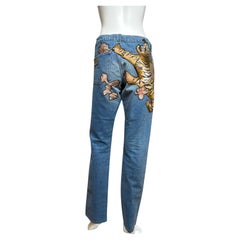Jean en denim appliqué de tigres et de fleurs Chloé by Phoebe Philo F/W 2003