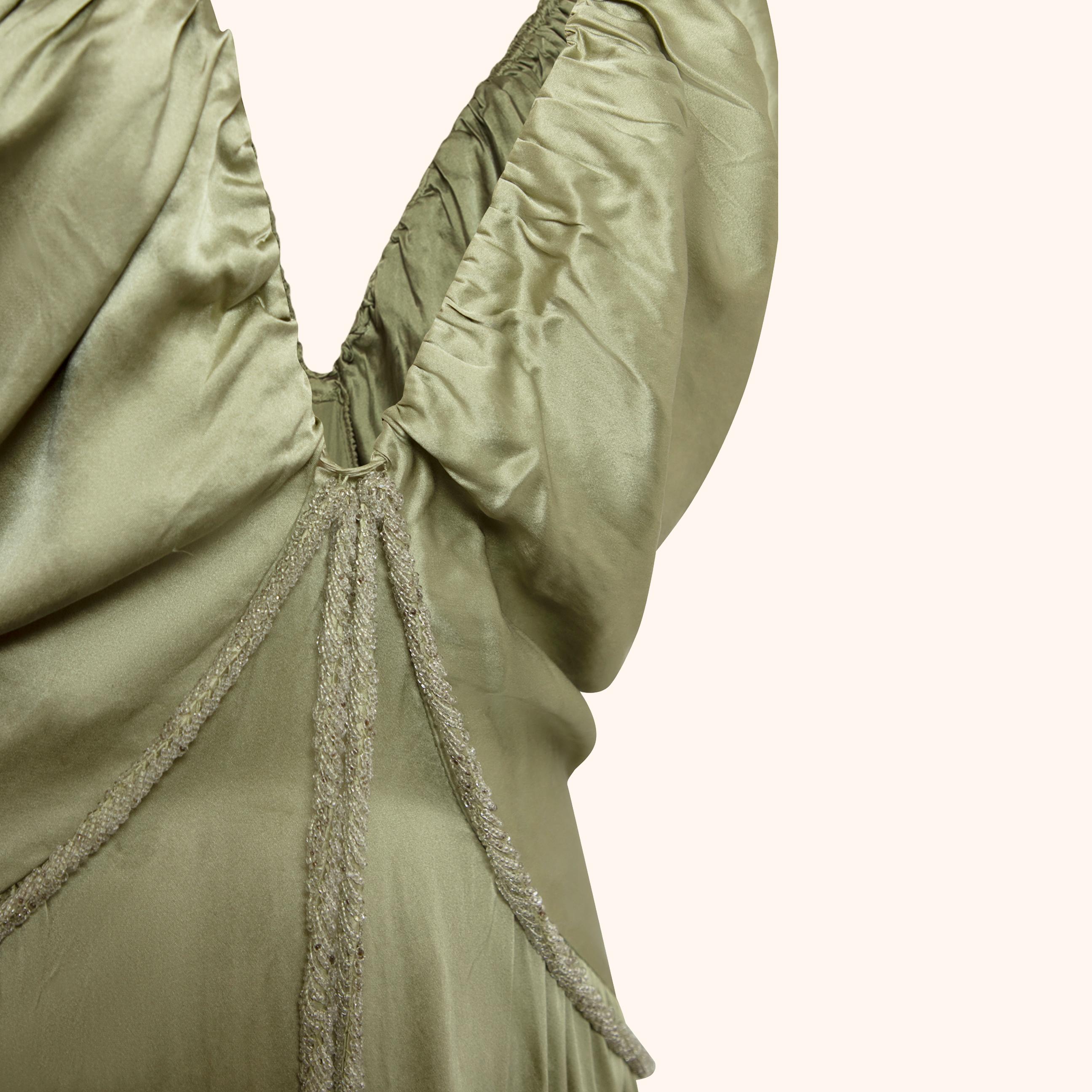 Chloé by Phoebe Philo S/S 2005 Perlenbesetztes Trägerkleid aus Seide (Braun) im Angebot