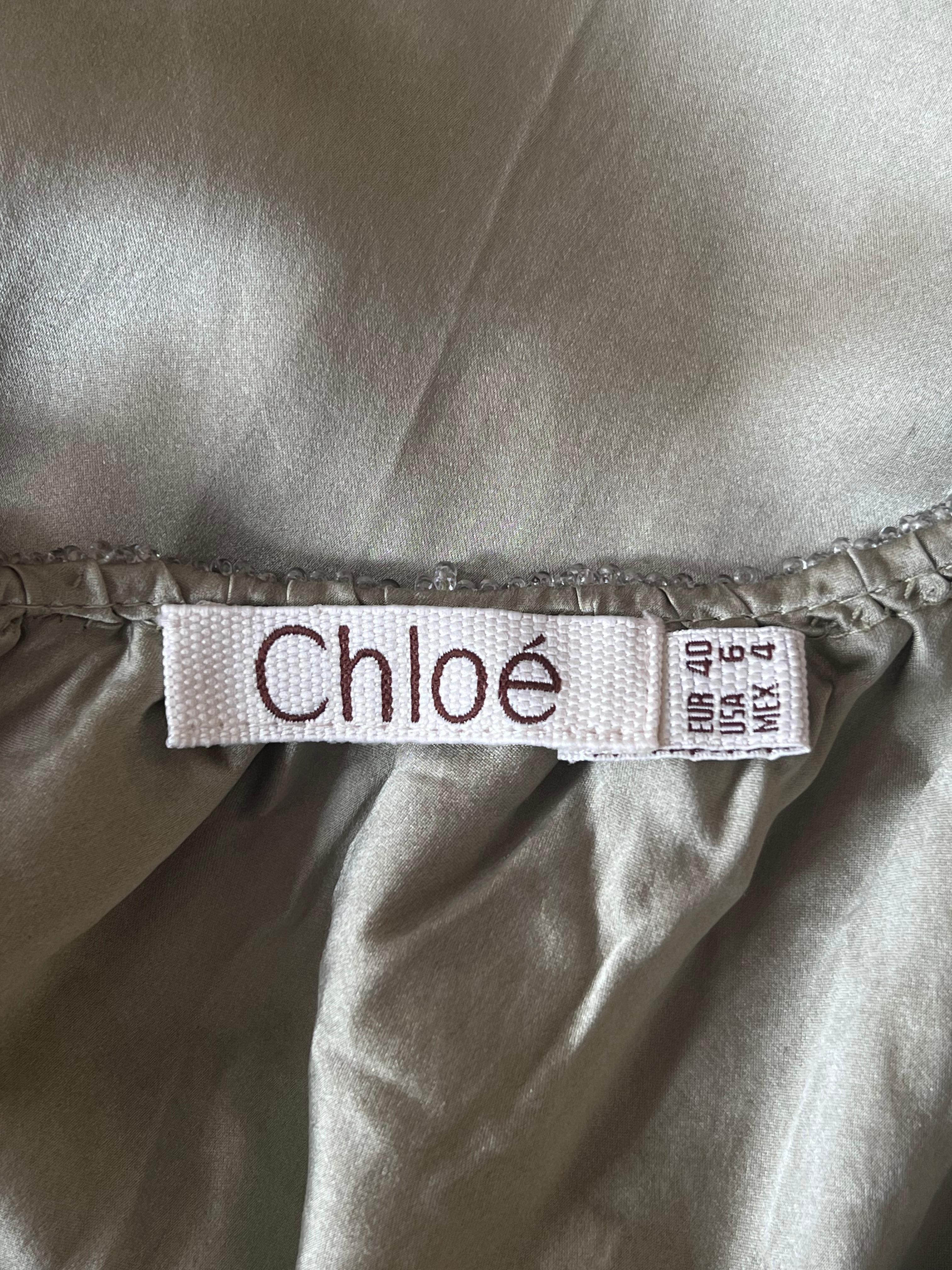 Chloé by Phoebe Philo S/S 2005 Perlenbesetztes Trägerkleid aus Seide Damen im Angebot