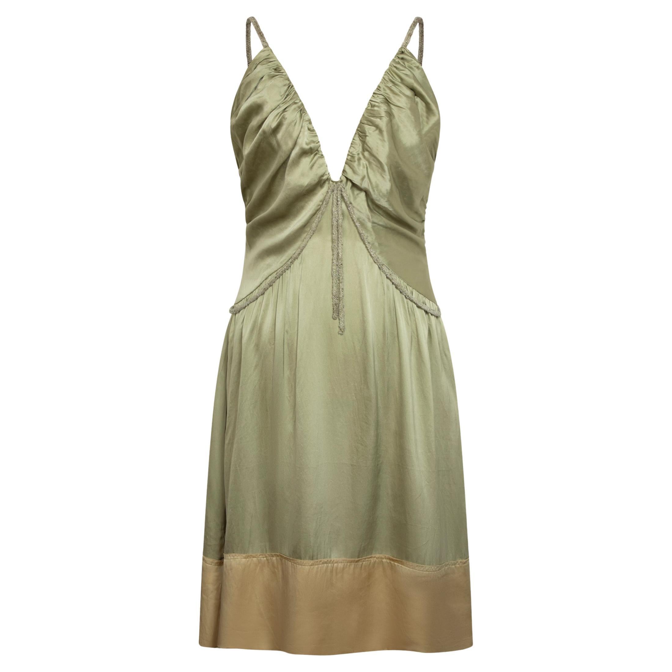 Chloé by Phoebe Philo S/S 2005 Perlenbesetztes Trägerkleid aus Seide im Angebot