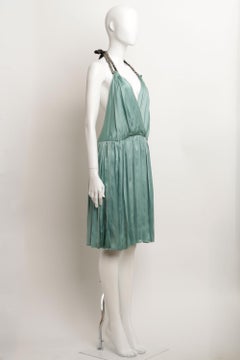Chloe by Phoebe Philo S/S 2005 Halterneck Dress w/ Crystals in Green Silk