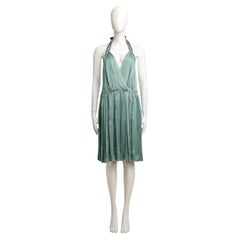Chloe by Phoebe Philo S/S 2005 Halterneck Dress w/ Crystals in Green Silk