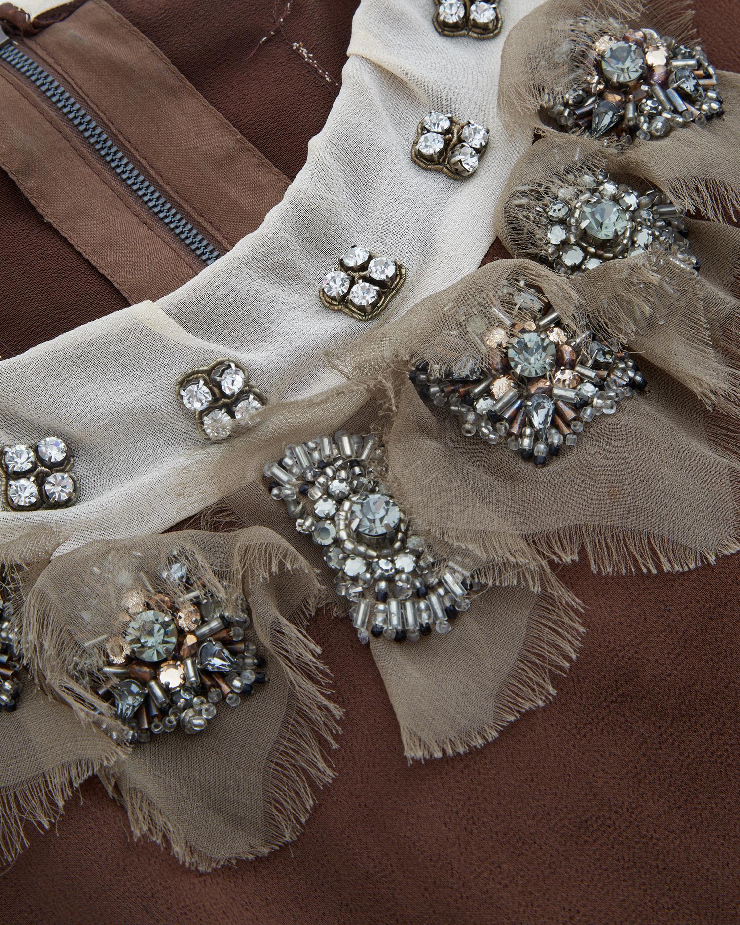 Chloé by Phoebe Philo S/S 2006 Brown Silk Embellished Top For Sale 1