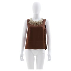 Chloé by Phoebe Philo S/S 2006 Brown Silk Embellished Top