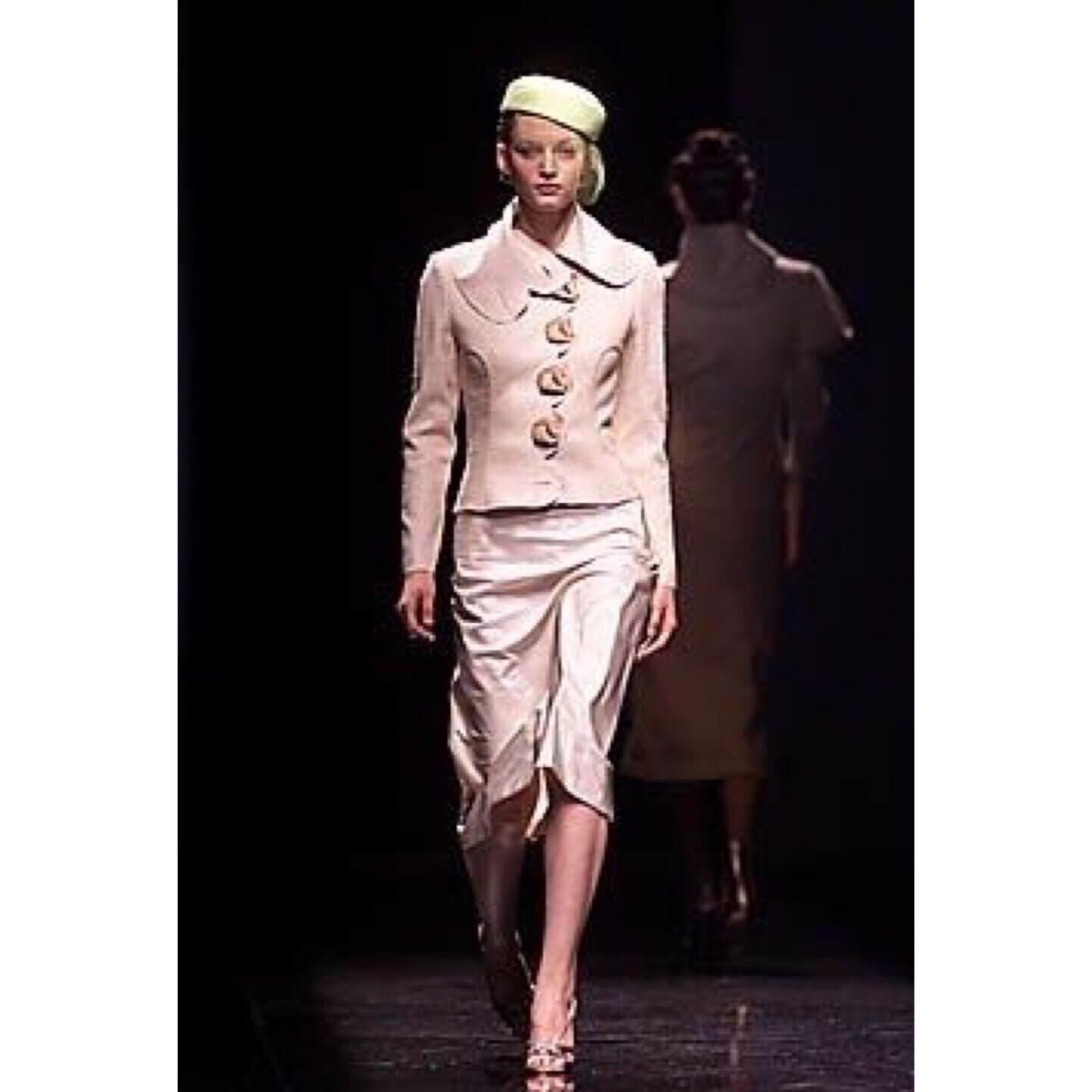Chloe by Stella McCartney Beige Silk Wood Horse Button Skirt Suit, Runway 2001 8