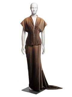 Chloé by Stella McCartney Brown Velvet Corset and Draped Skirt Ensemble, FW 2001
