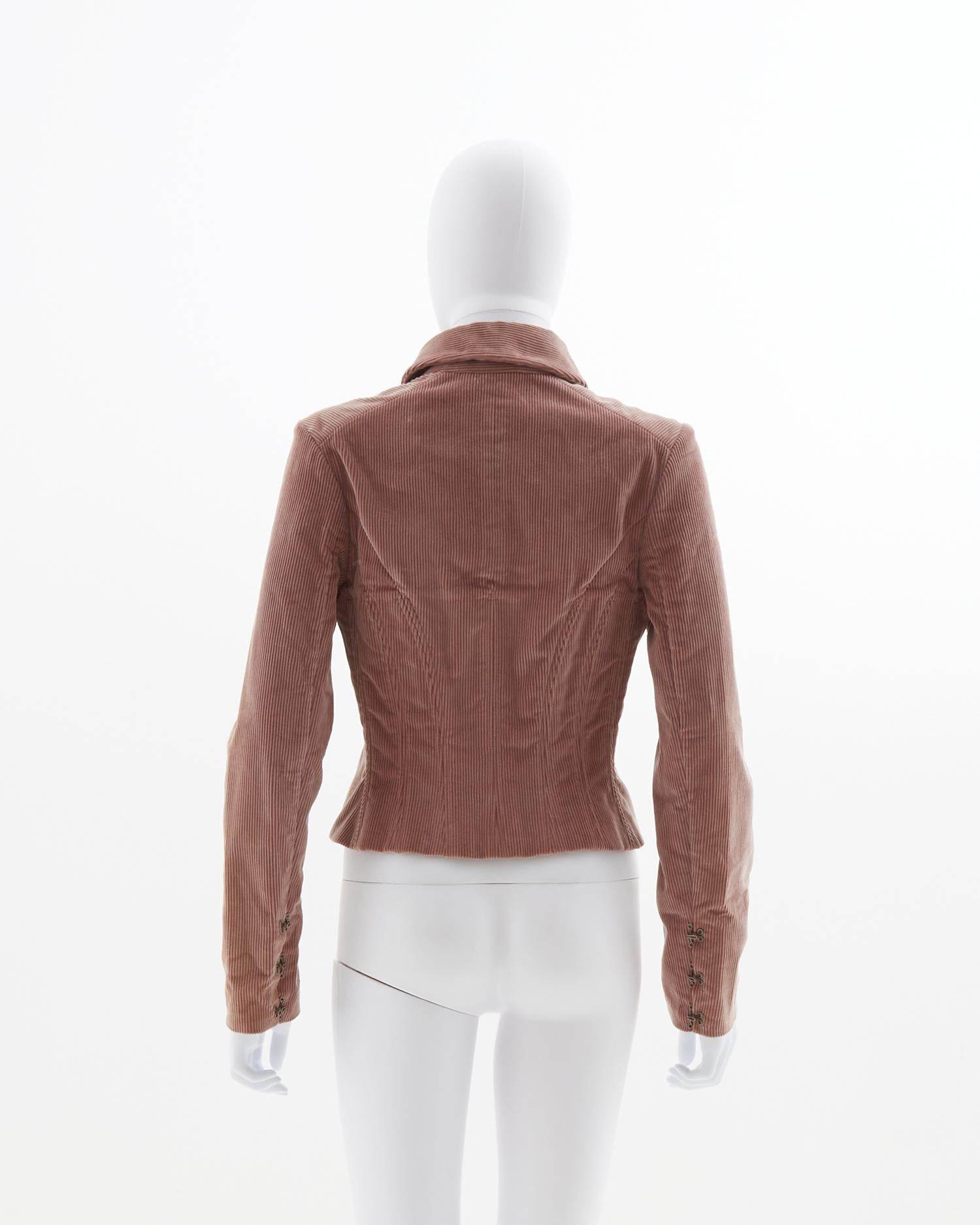 Chloé by Stella McCartney dusky pink corduroy corset jacket, fw 2001  In New Condition In Milano, IT