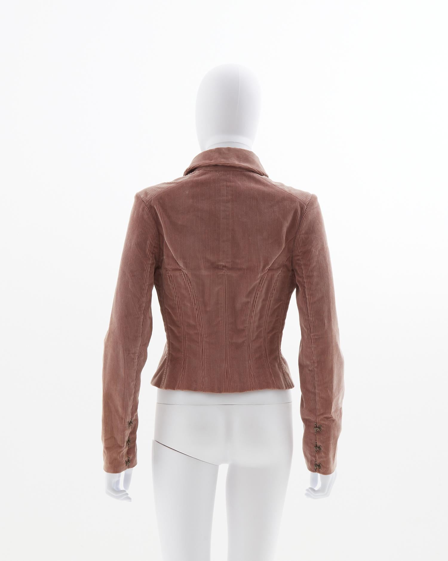 Chloé by Stella McCartney dusky pink corduroy corset jacket, fw 2001 In New Condition In Milano, IT