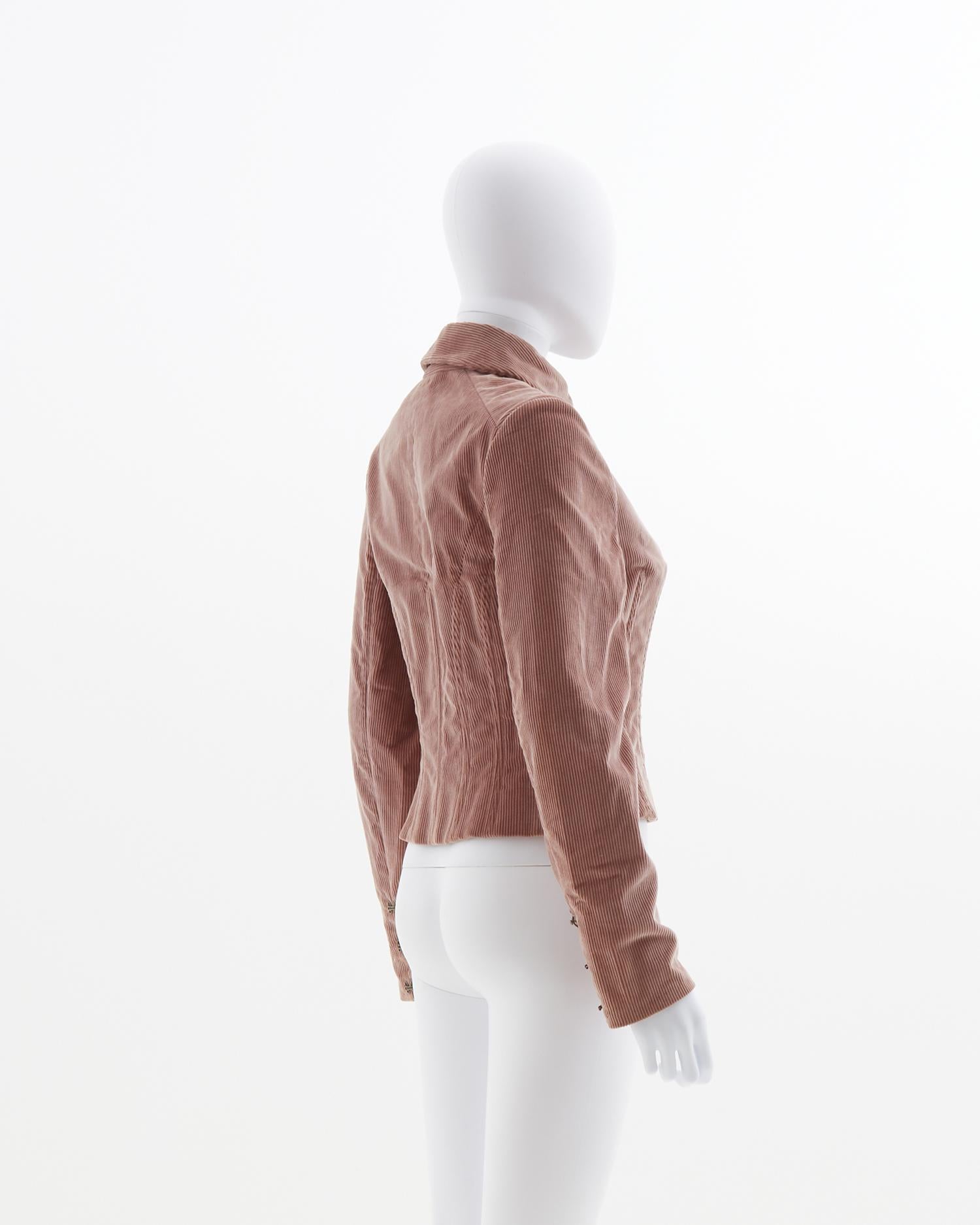 Women's Chloé by Stella McCartney dusky pink corduroy corset jacket, fw 2001