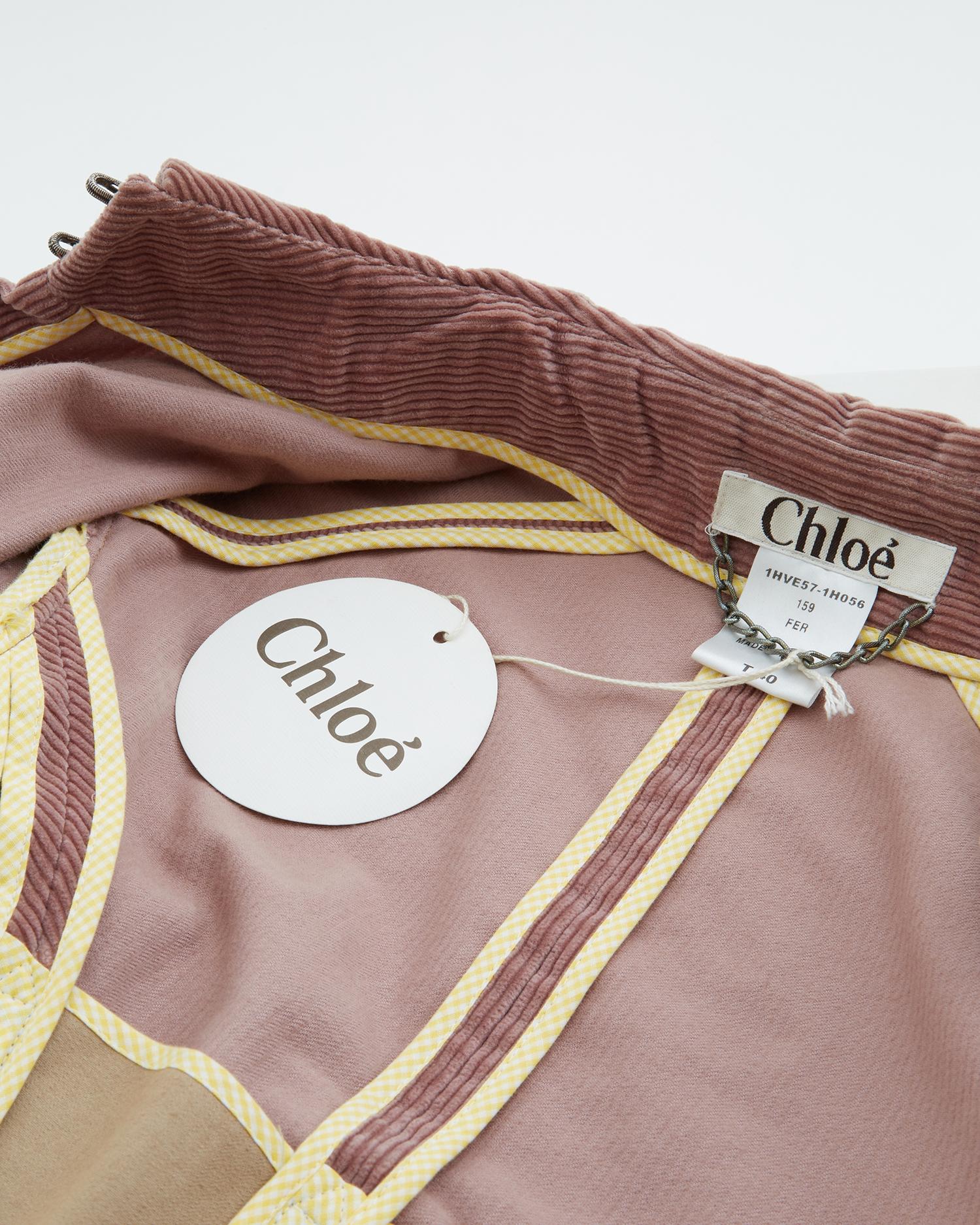 Chloé by Stella McCartney dusky pink corduroy corset jacket, fw 2001 2