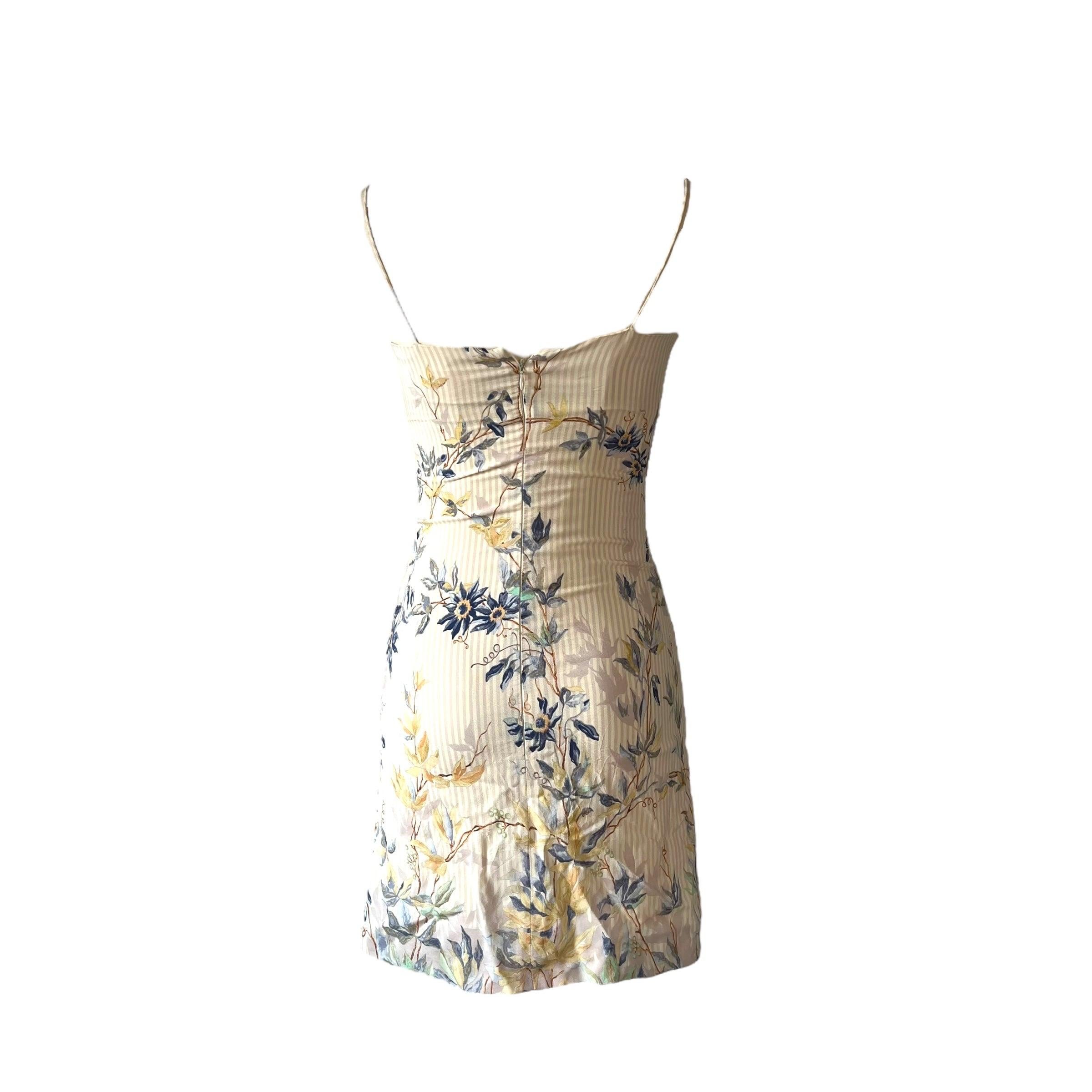 Brown Chloé by Stella McCartney, Floral Tie-Front Mini Dress, 1998 For Sale