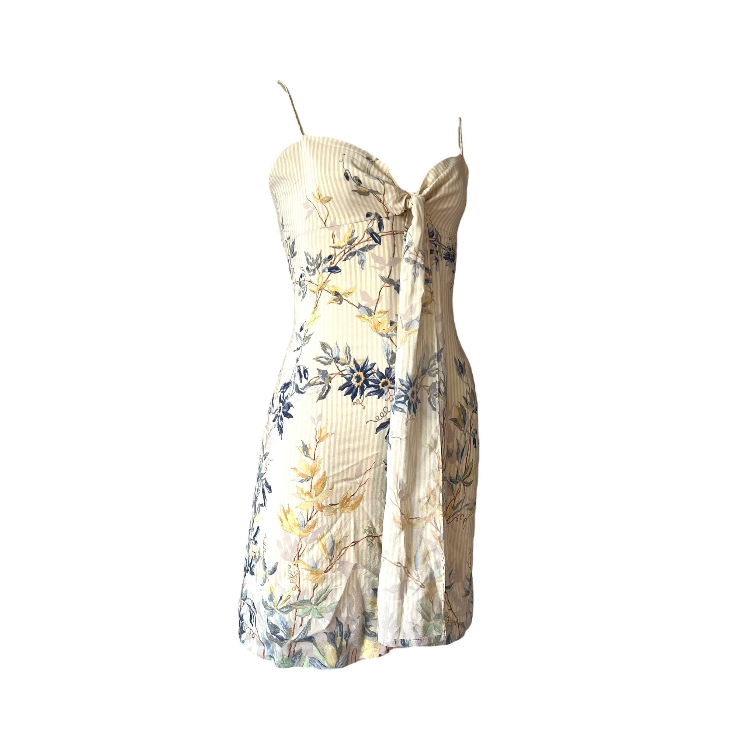 Women's Chloé by Stella McCartney, Floral Tie-Front Mini Dress, 1998 For Sale