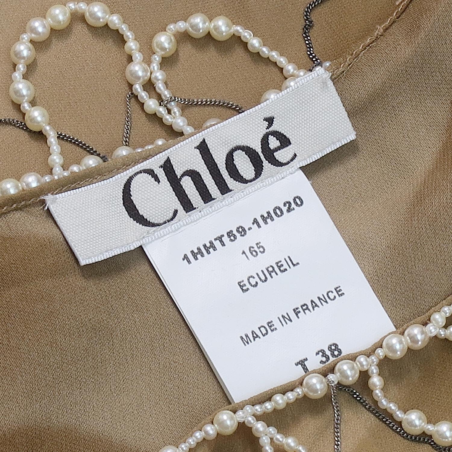 Chloé by Stella McCartney FW-2001 Silk Ombré Pearl Trim Evening Top In Excellent Condition For Sale In Brussels, BE