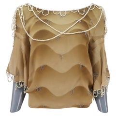 Chloé by Stella McCartney FW-2001 Silk Ombré Pearl Trim Evening Top