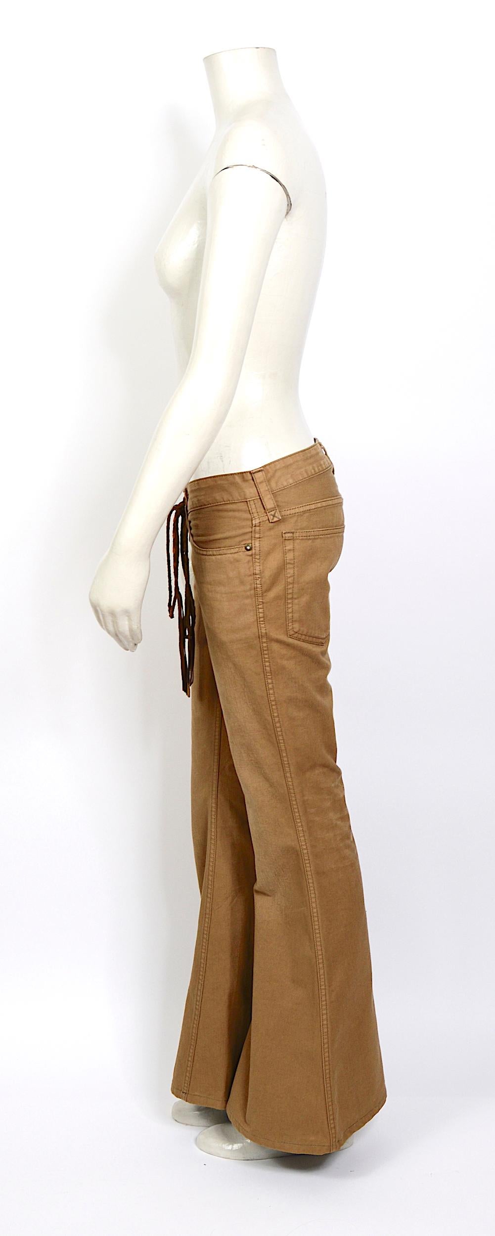 Chloe by Stella McCartney late 90s vintage lace-up low waist bell bottom pants In Excellent Condition In Antwerp, BE