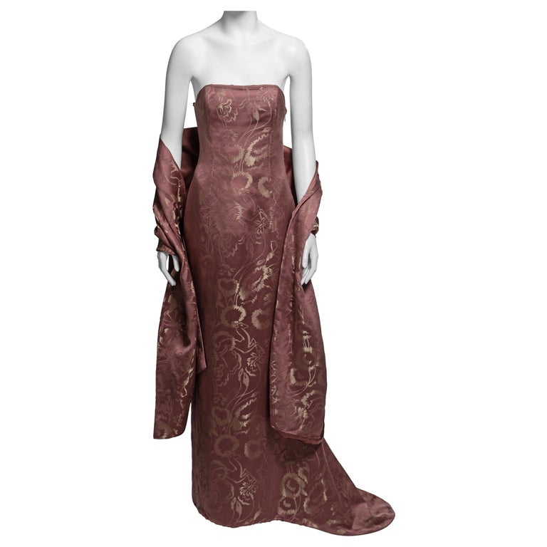 Chlo by Stella McCartney Metallic Silk Strapless Dress and Shawl Set, SS  1999 For Sale at 1stDibs