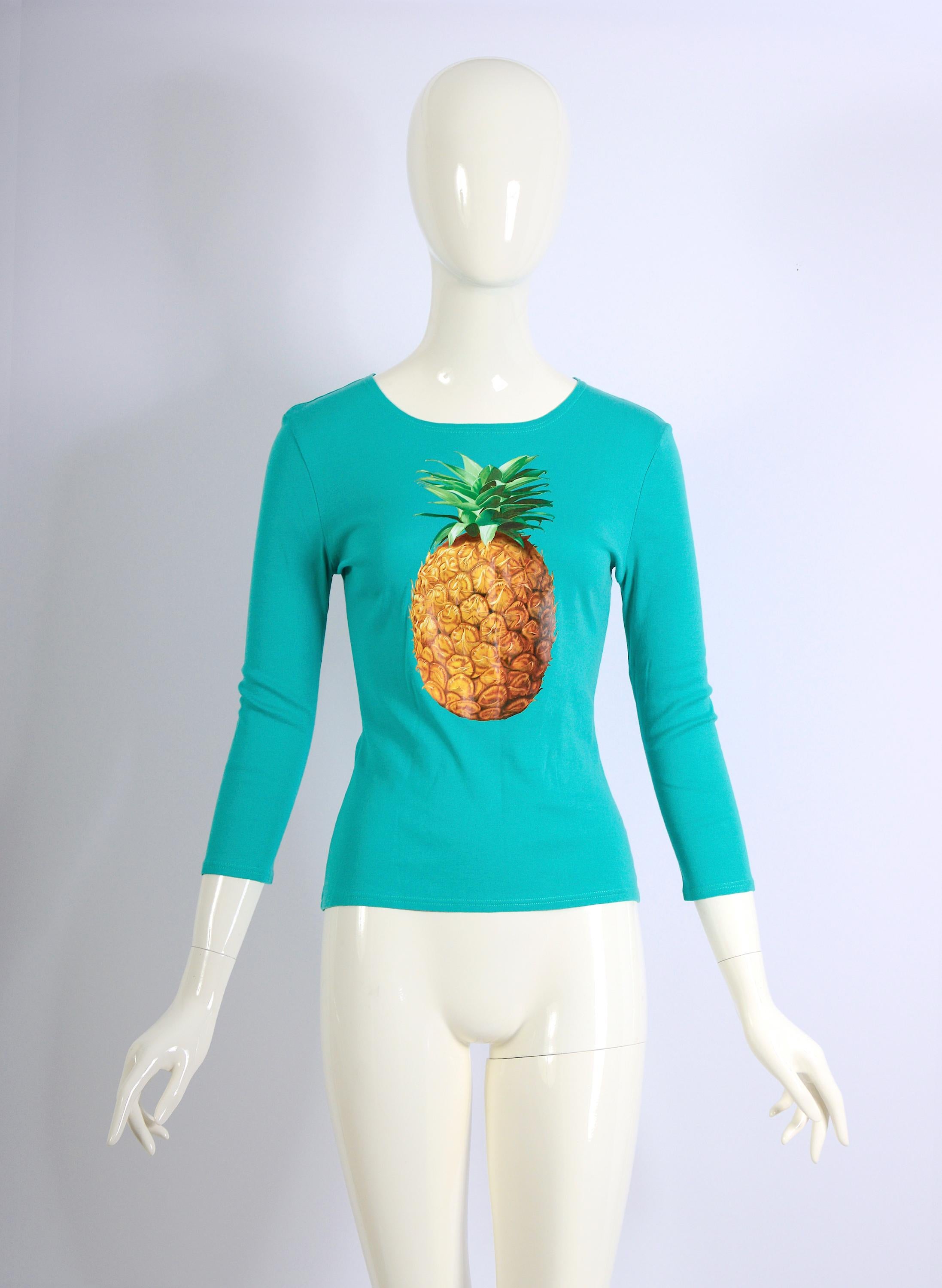 Chloé by Stella McCartney pineapple print green cotton top, ss 2001 5