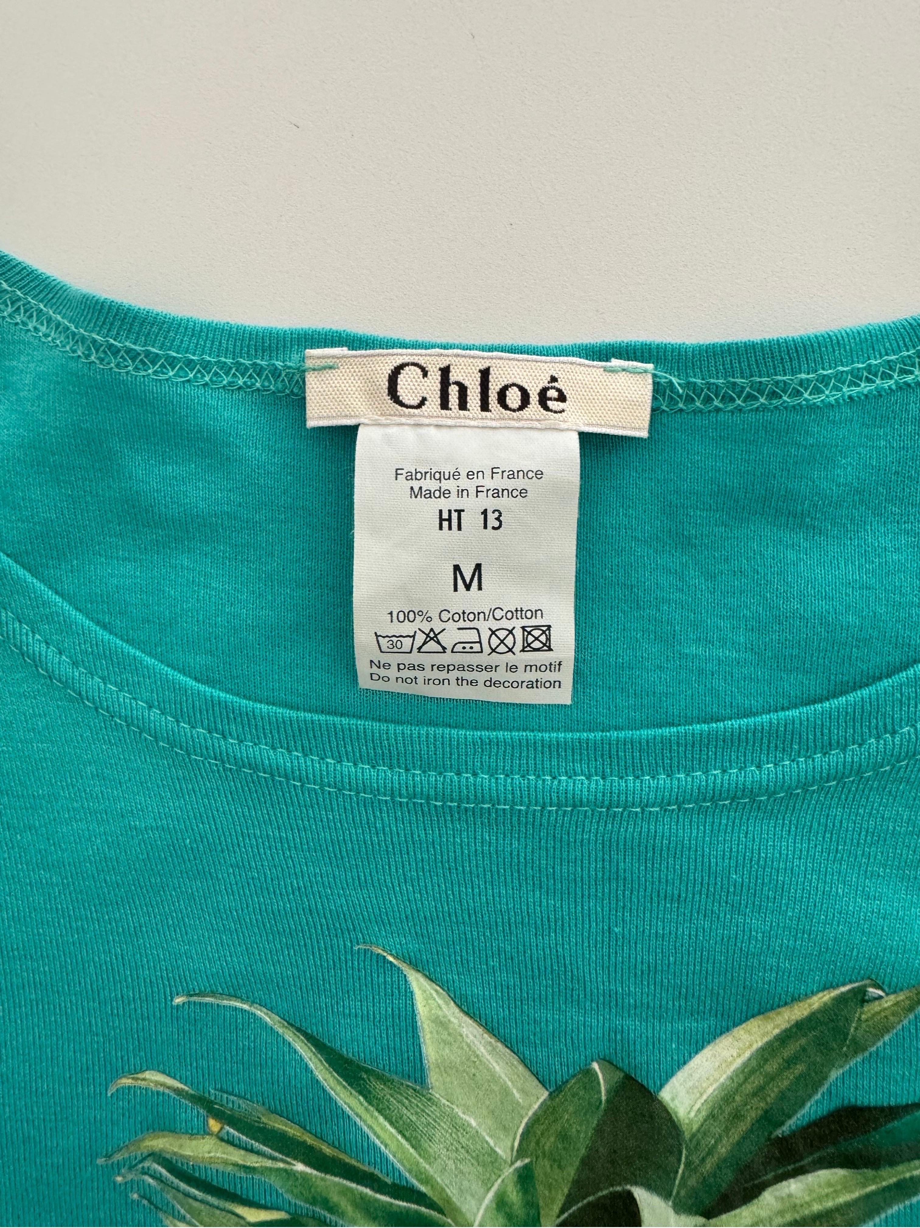 Chloé by Stella McCartney pineapple print green cotton top, ss 2001 6