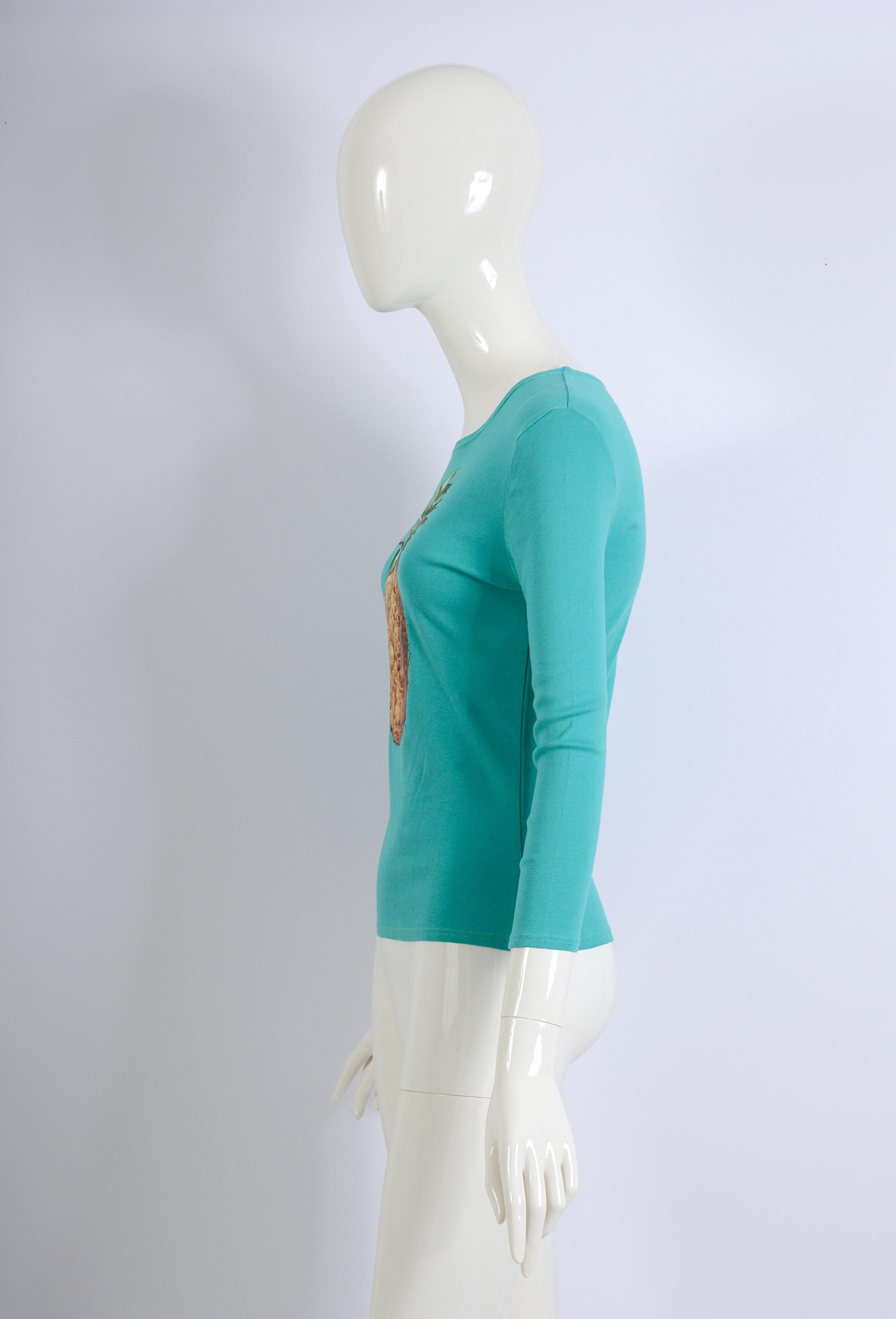 Chloé by Stella McCartney pineapple print green cotton top, ss 2001 3