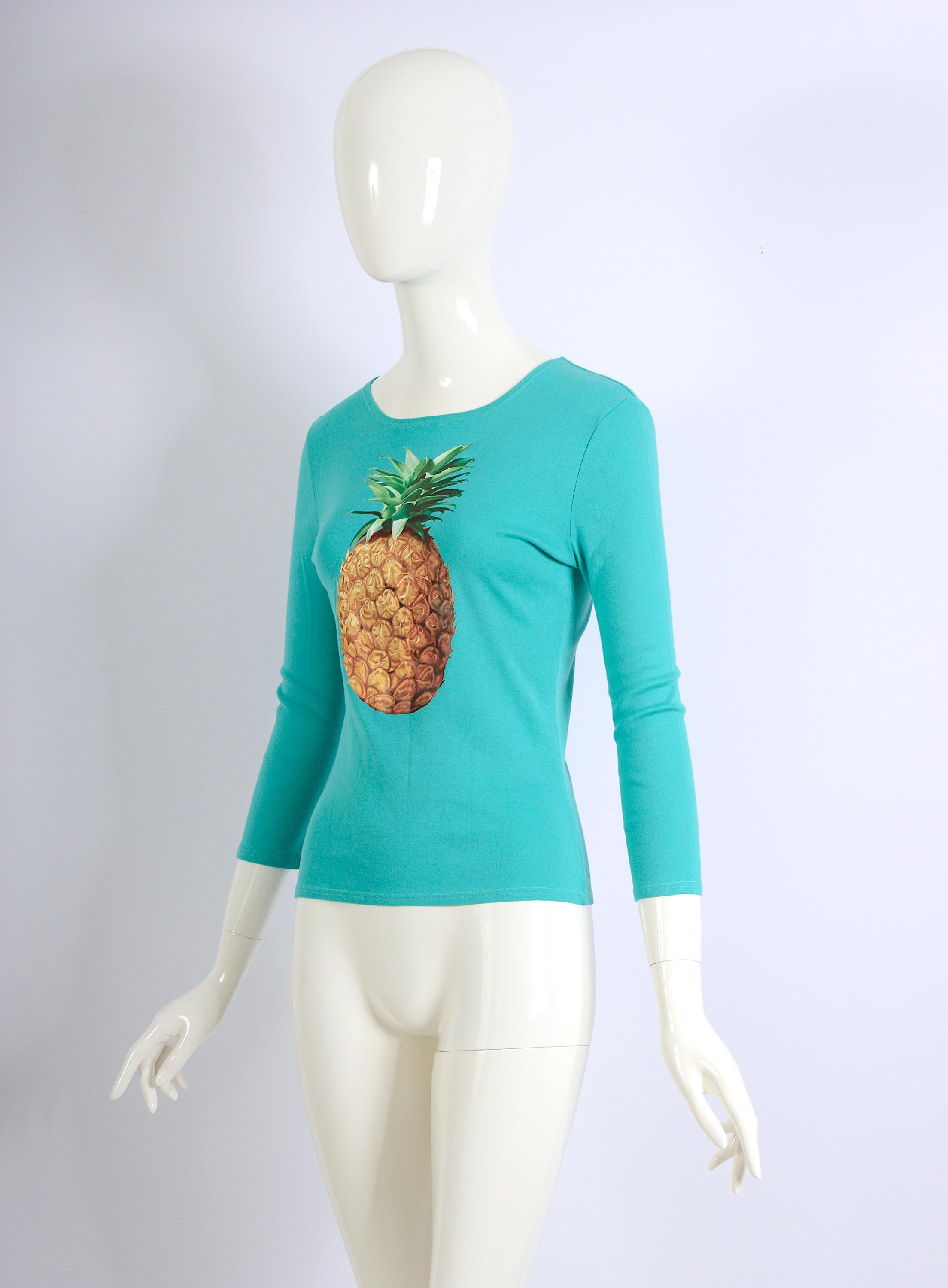 Chloé by Stella McCartney pineapple print green cotton top, ss 2001 4