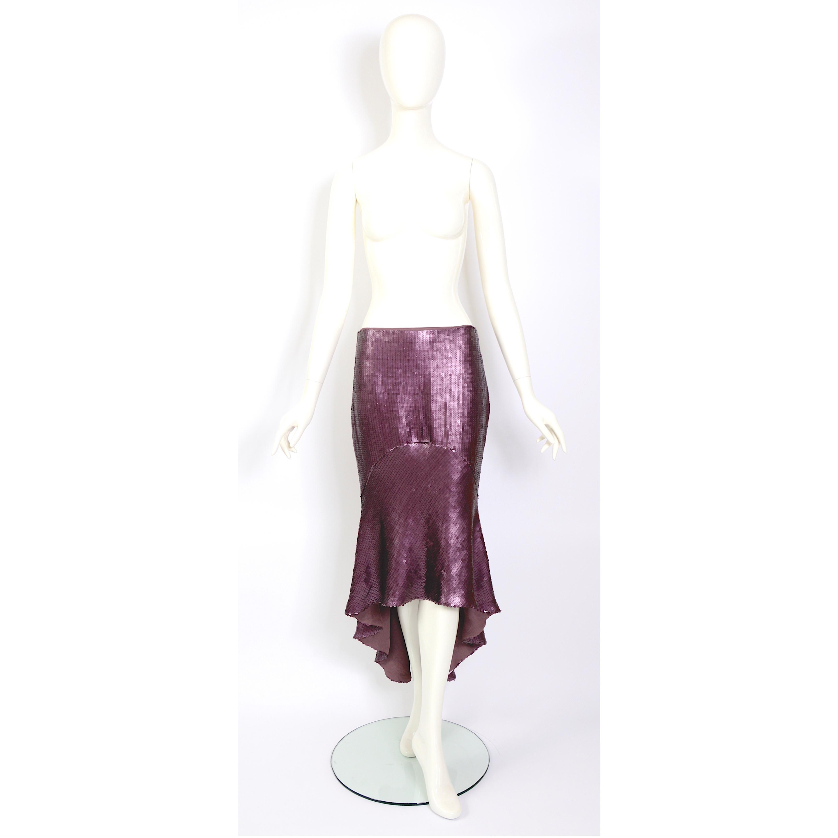 Black Chloé by Stella McCartney runway 1999 vintage sequin fishtail style skirt