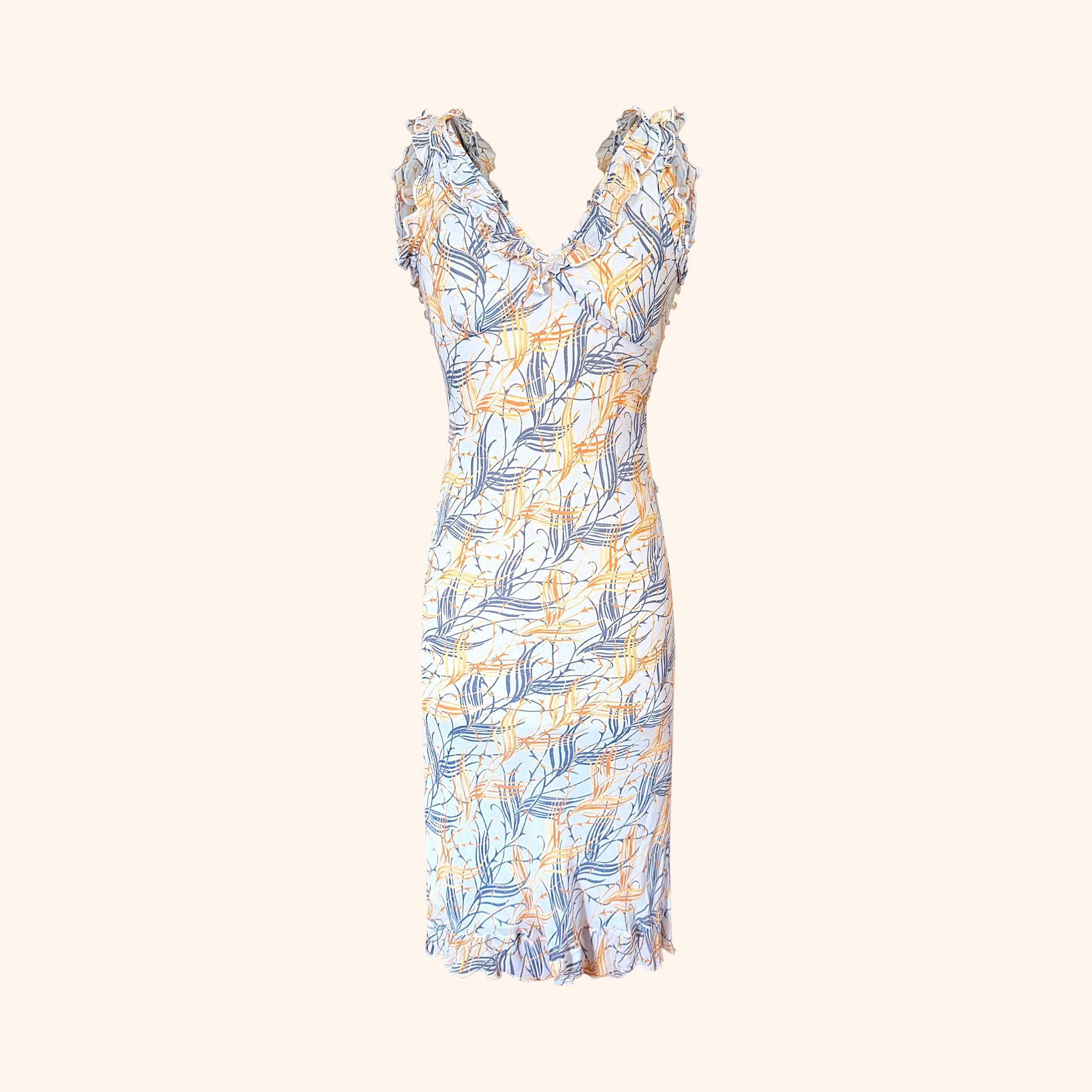 Chloé by Stella McCartney S/S 1999 Printed Ruffle Dress For Sale