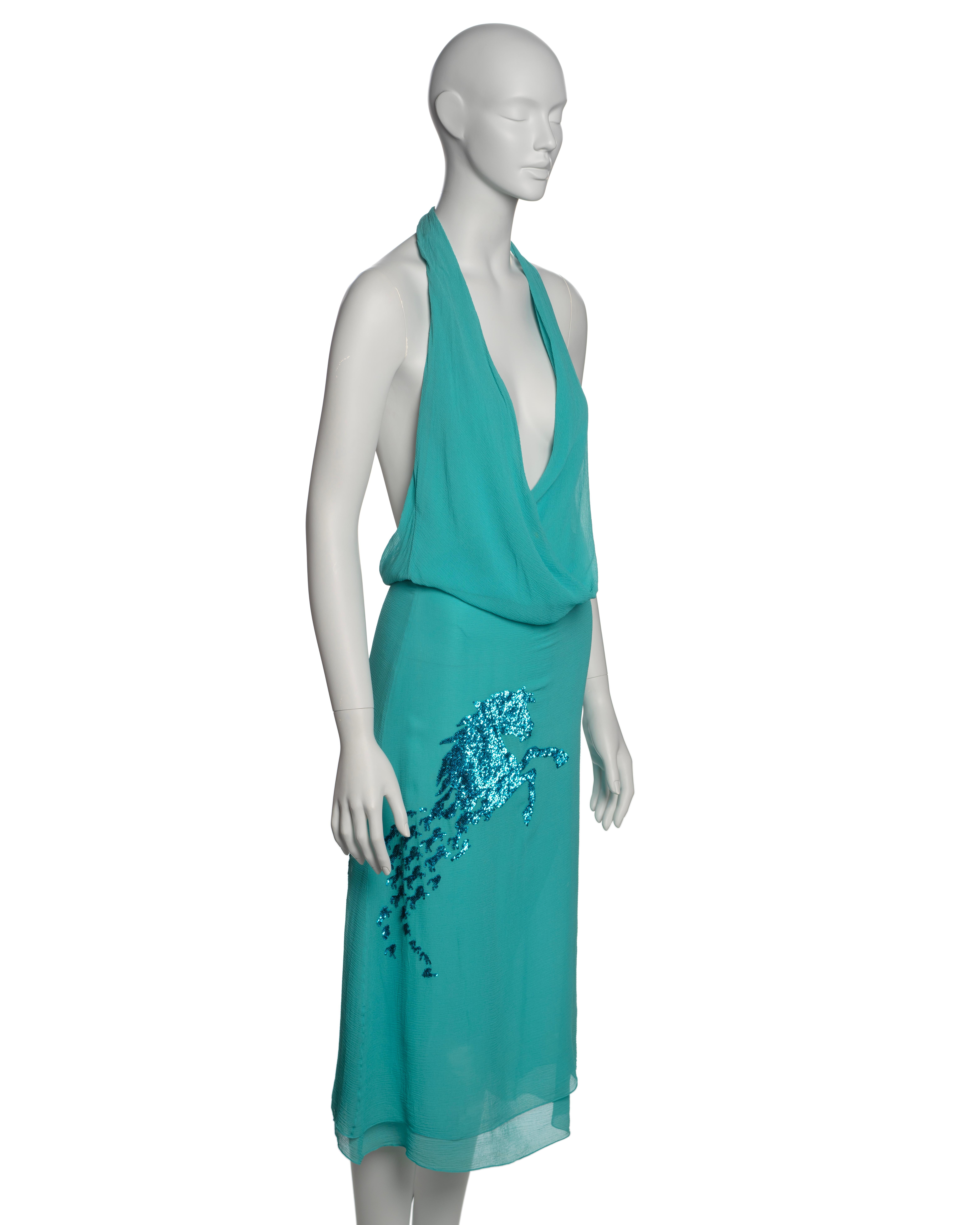 Women's Chloe by Stella McCartney Silk Halter Dress with Sequin Horse Motif, SS 2001