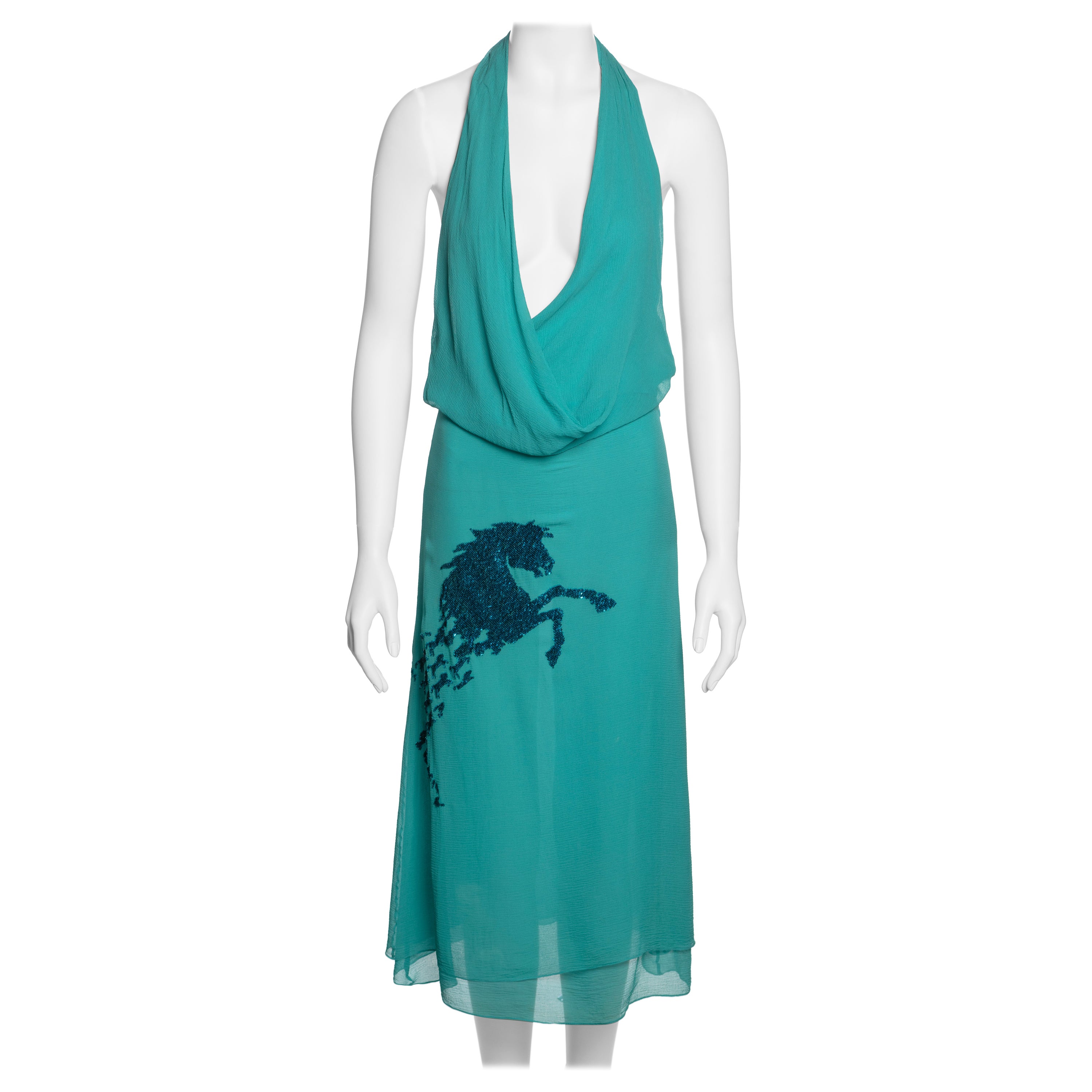 Chloe by Stella McCartney Silk Halter Dress with Sequin Horse Motif, SS 2001
