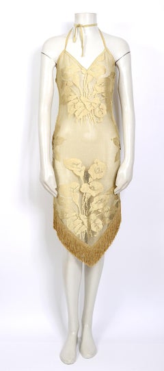 Chloe by Stella McCartney SS 2000 see through net fringed halter dress