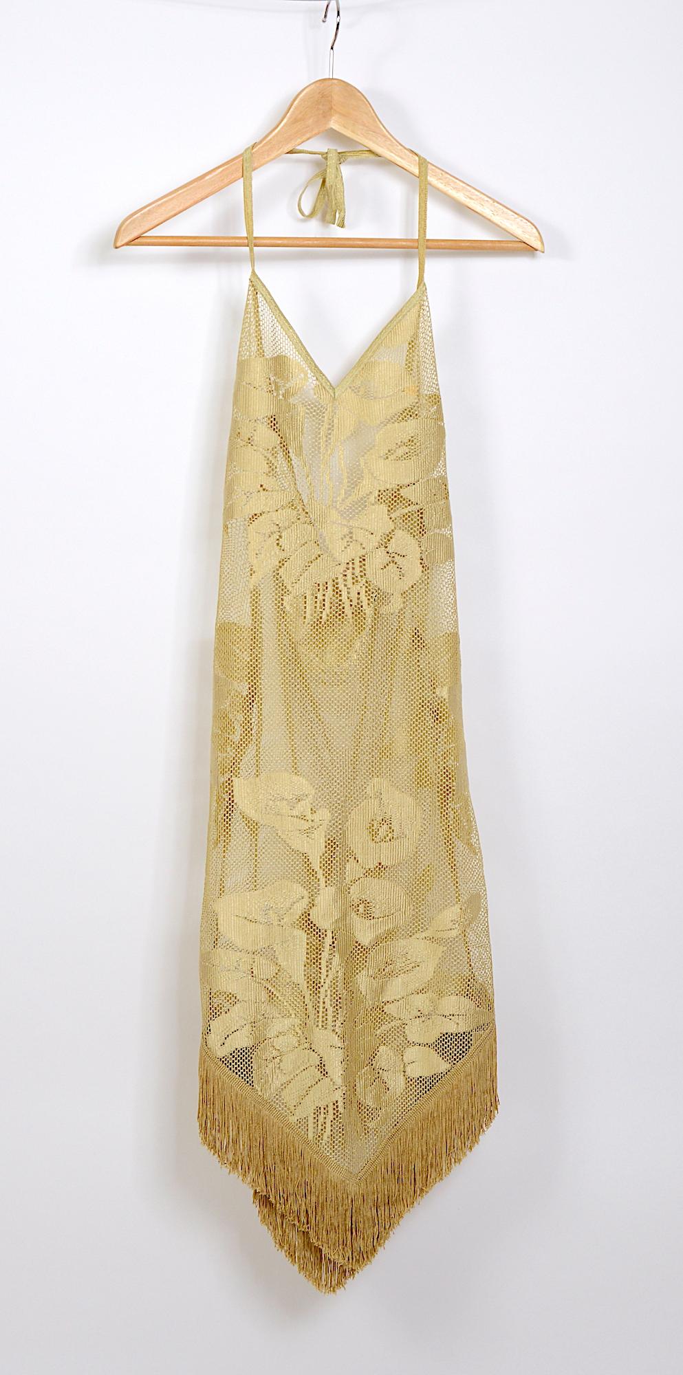 Beige Chloe by Stella McCartney SS 2000 see through net fringed halter dress