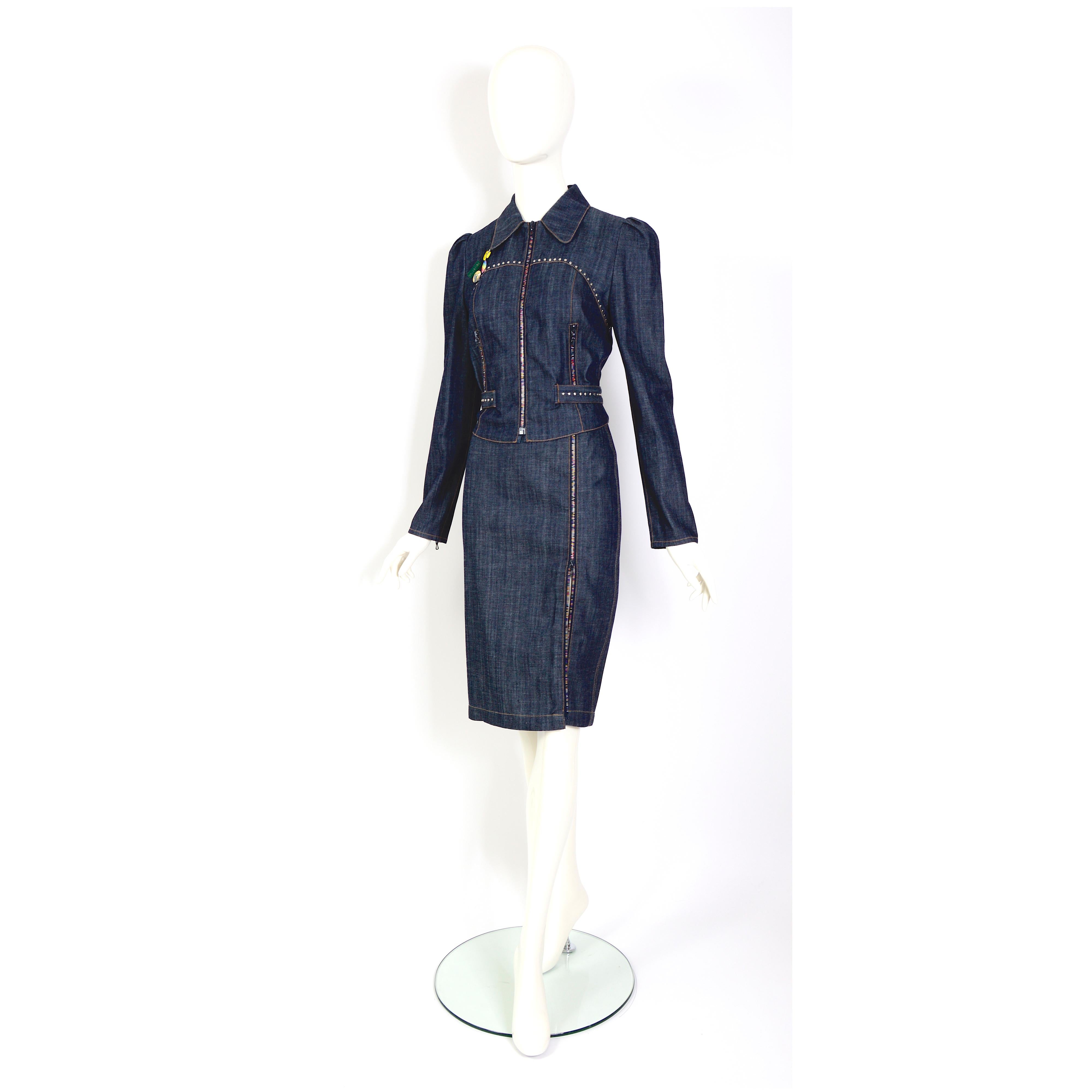 Chloé by Stella McCartney vintage 2001 denim jacket and skirt set For Sale 2