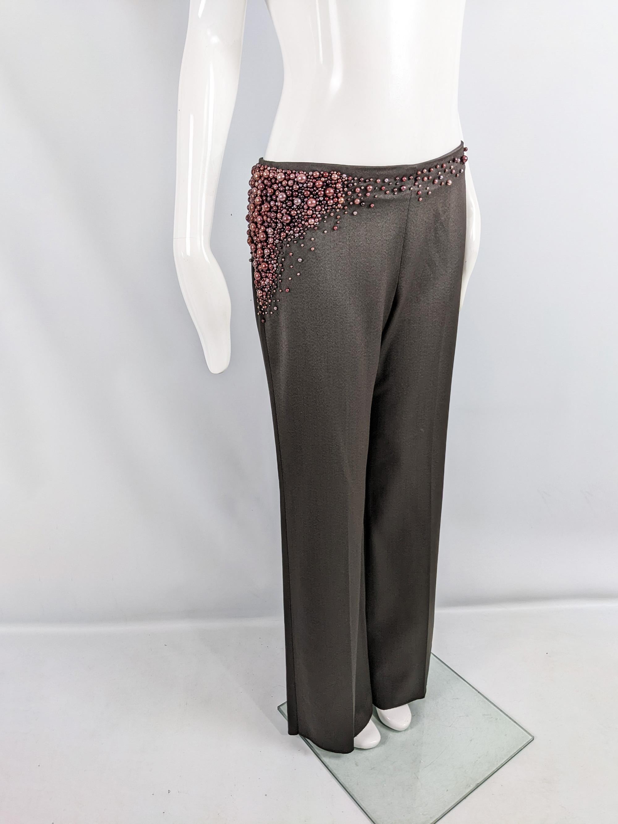 Chloé by Stella McCartney Vintage Café Wide Leg Beaded Pants, Fall Winter 2001 In Excellent Condition For Sale In Doncaster, South Yorkshire