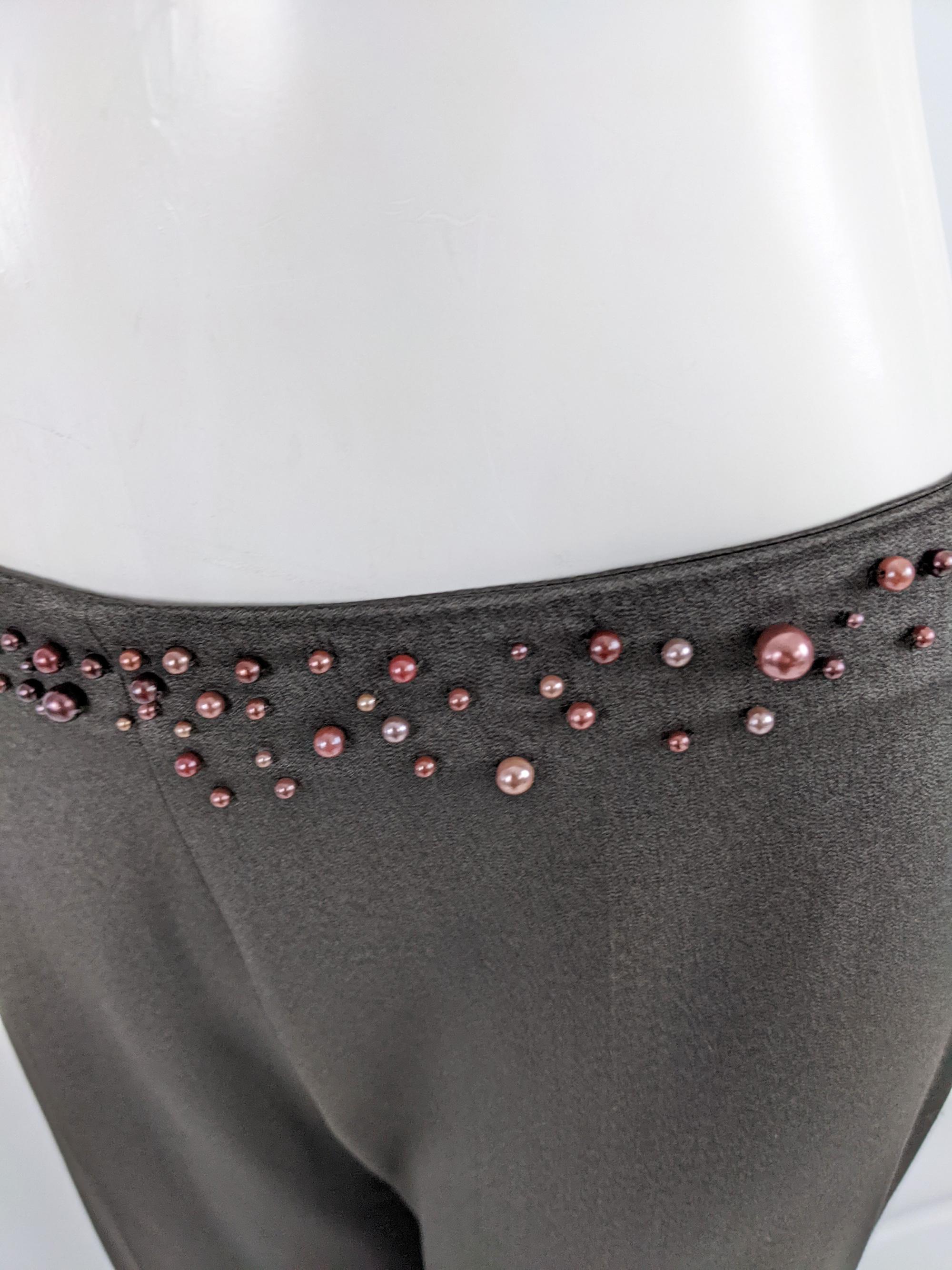 Chloé by Stella McCartney Vintage Café Wide Leg Beaded Pants, Fall Winter 2001 For Sale 2