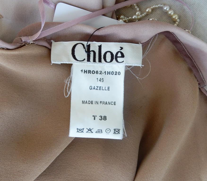 Women's Chloe by Stella McCartney Vintage Runway Ombre Silk Dress w/ Pearl Necklace