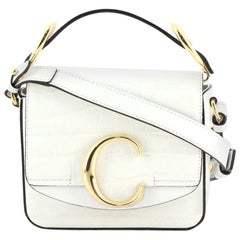 Chloe C Crossbody Bag Crocodile Embossed Leather Mini