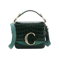 Chloe C Crossbody Bag Crocodile Embossed Leather Mini