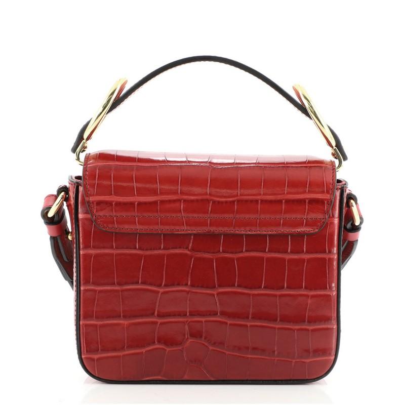 Chloe C Flap Bag Crocodile Embossed Leather Mini In Good Condition In NY, NY
