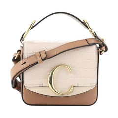Chloe C Flap Bag Crocodile Embossed Leather Mini