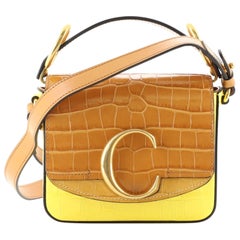 Chloe C Flap Bag Crocodile Embossed Leather Mini