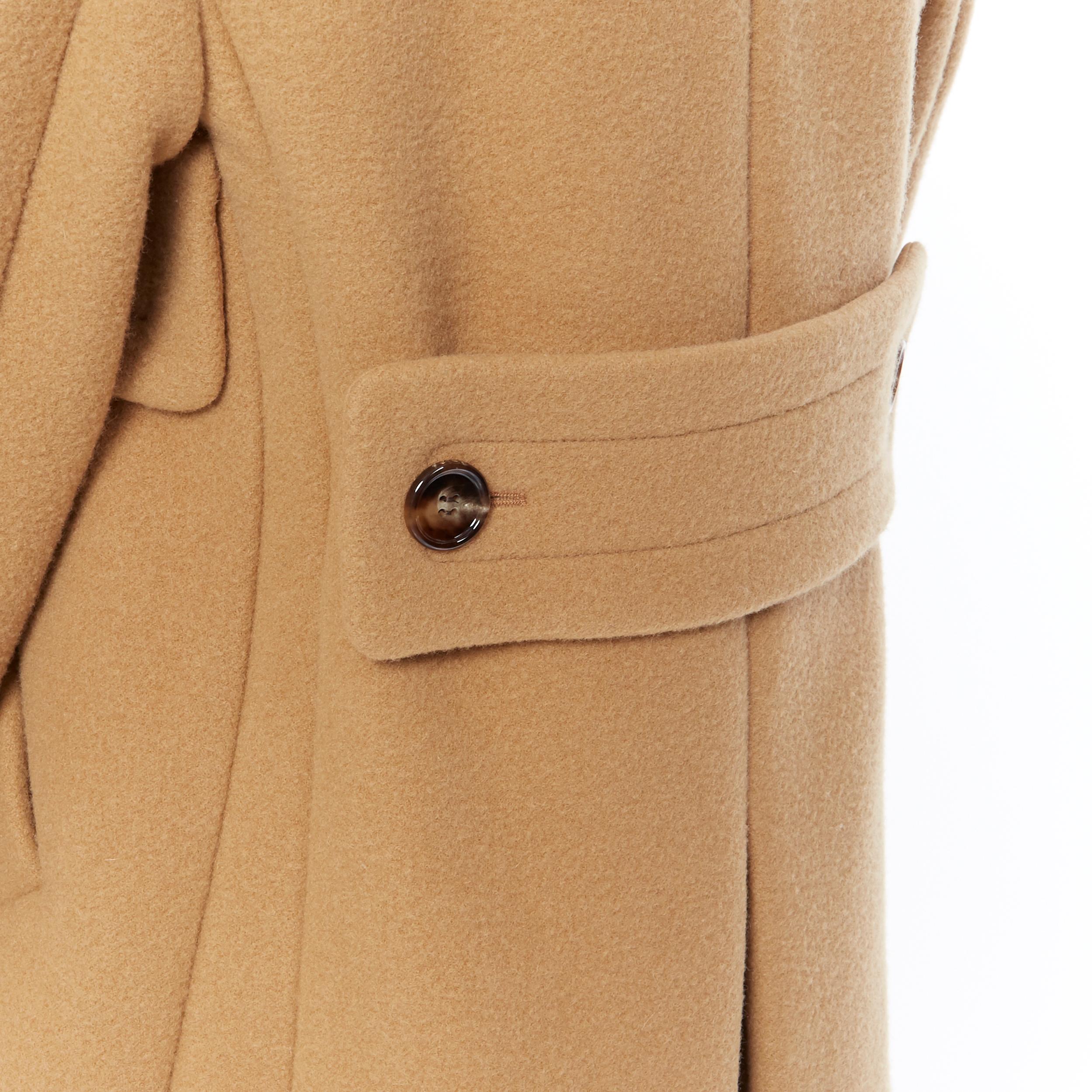 CHLOE camel beige brown thick wool felt wide collar structured winter coat S 2