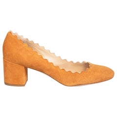 Chloé Camel Suede Scalloped Edge Pumps Size IT 35.5