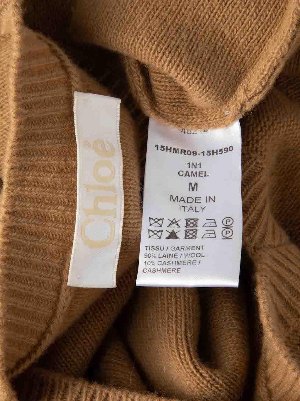 Chloé Camel Wool V-Neck Knitted Midi Dress Size M For Sale 1