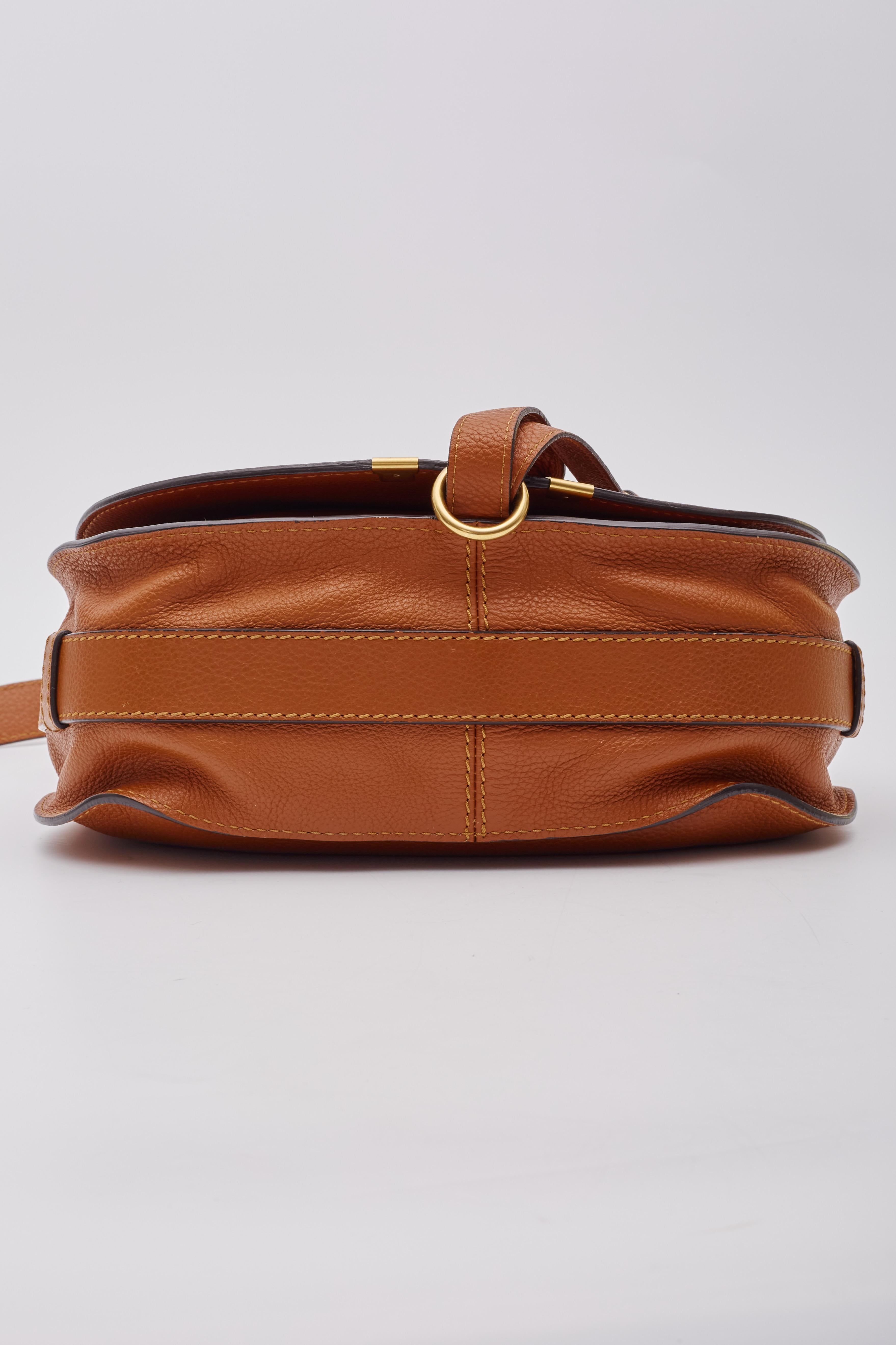 Chloe Caramel Leather Marcie Crossbody Bag Medium For Sale 8