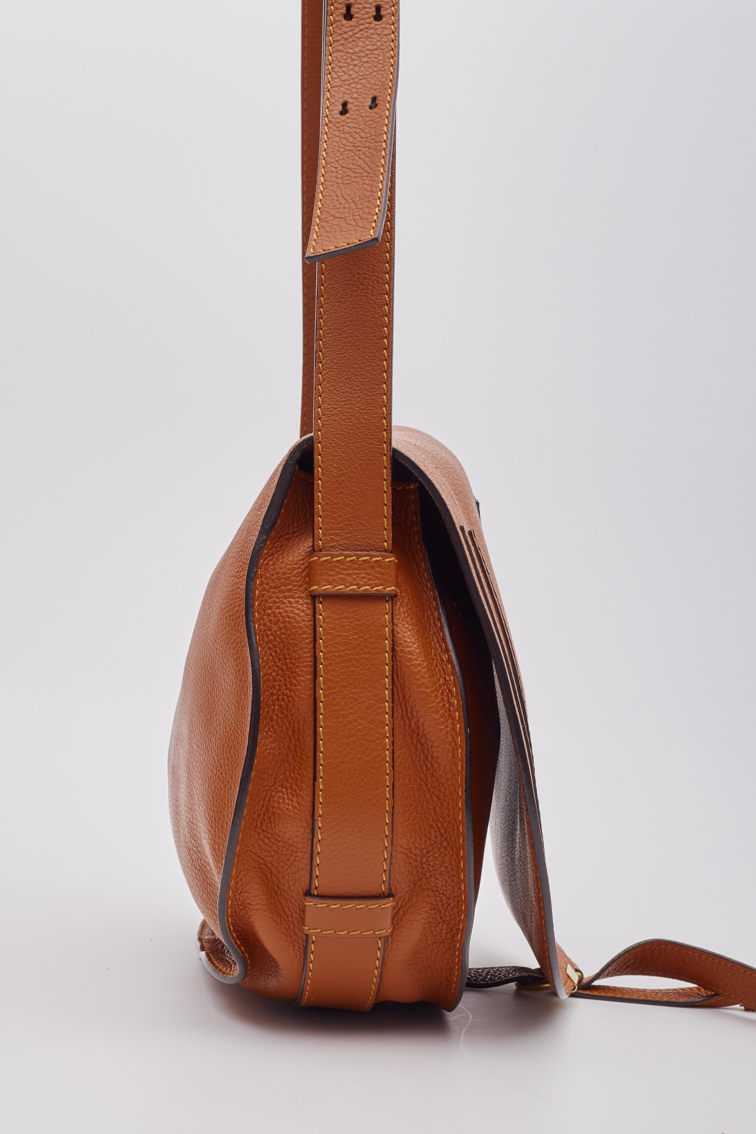 Chloe Caramel Leather Marcie Crossbody Bag Medium For Sale 1