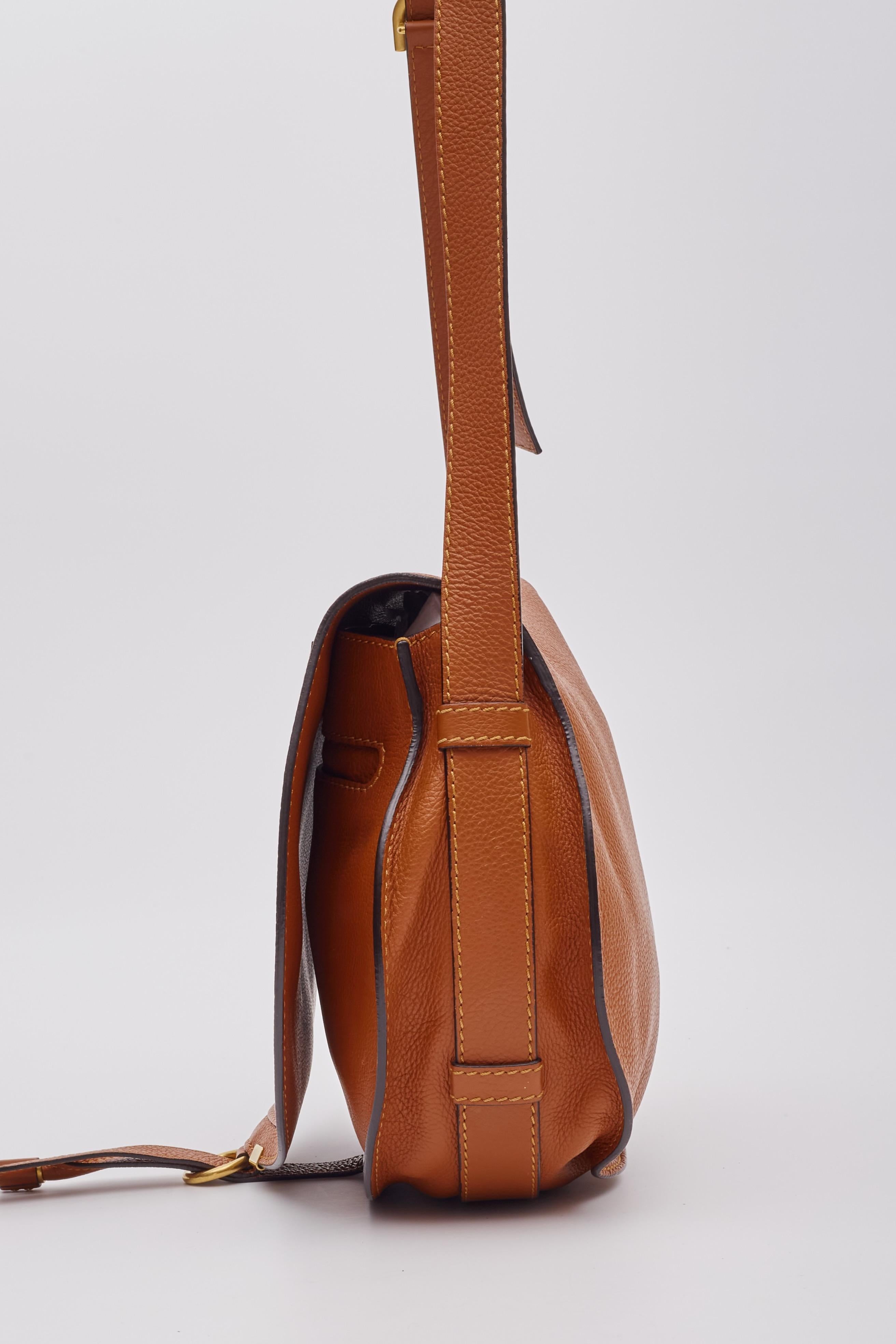 Chloe Caramel Leather Marcie Crossbody Bag Medium For Sale 2