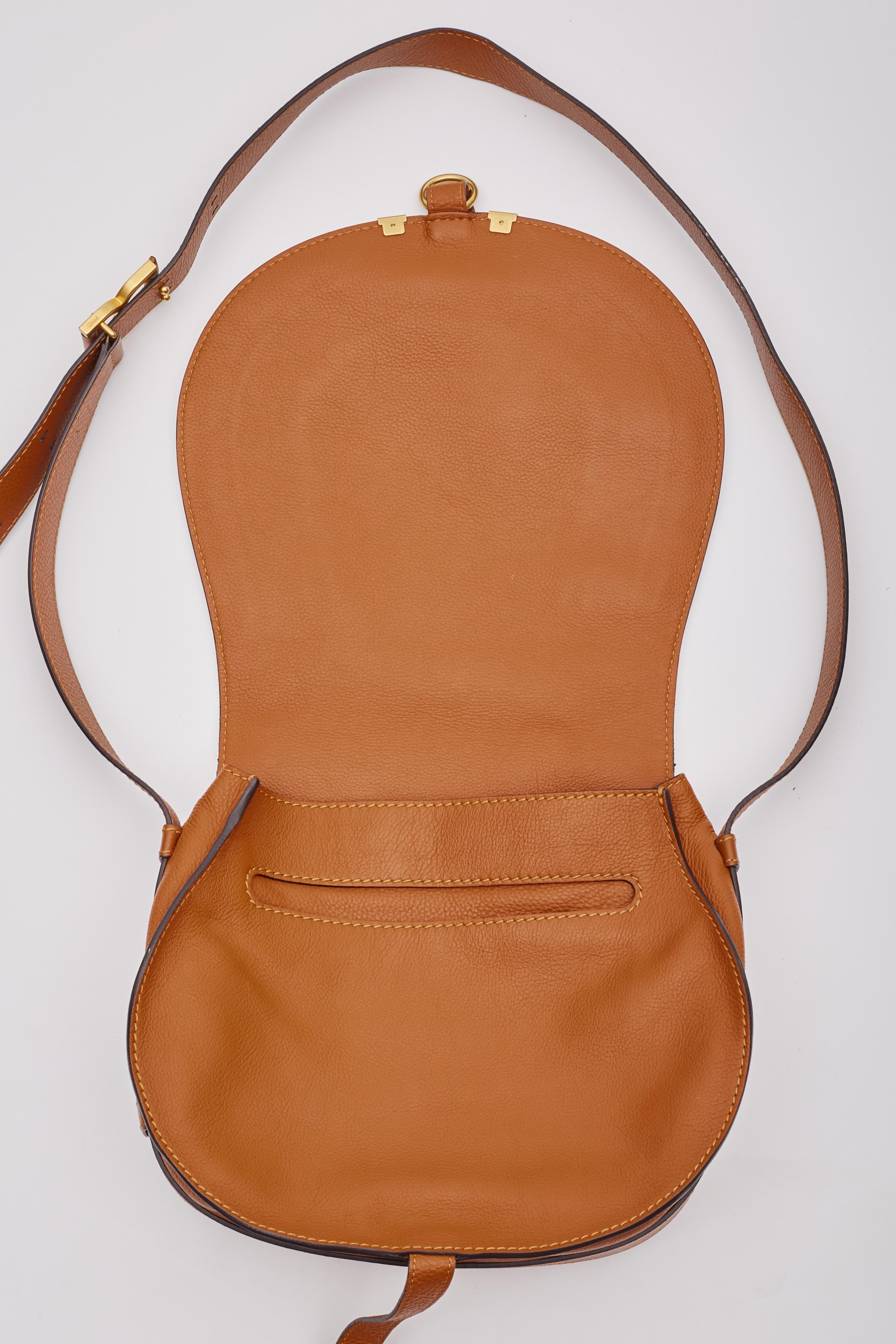 Chloe Caramel Leather Marcie Crossbody Bag Medium For Sale 3